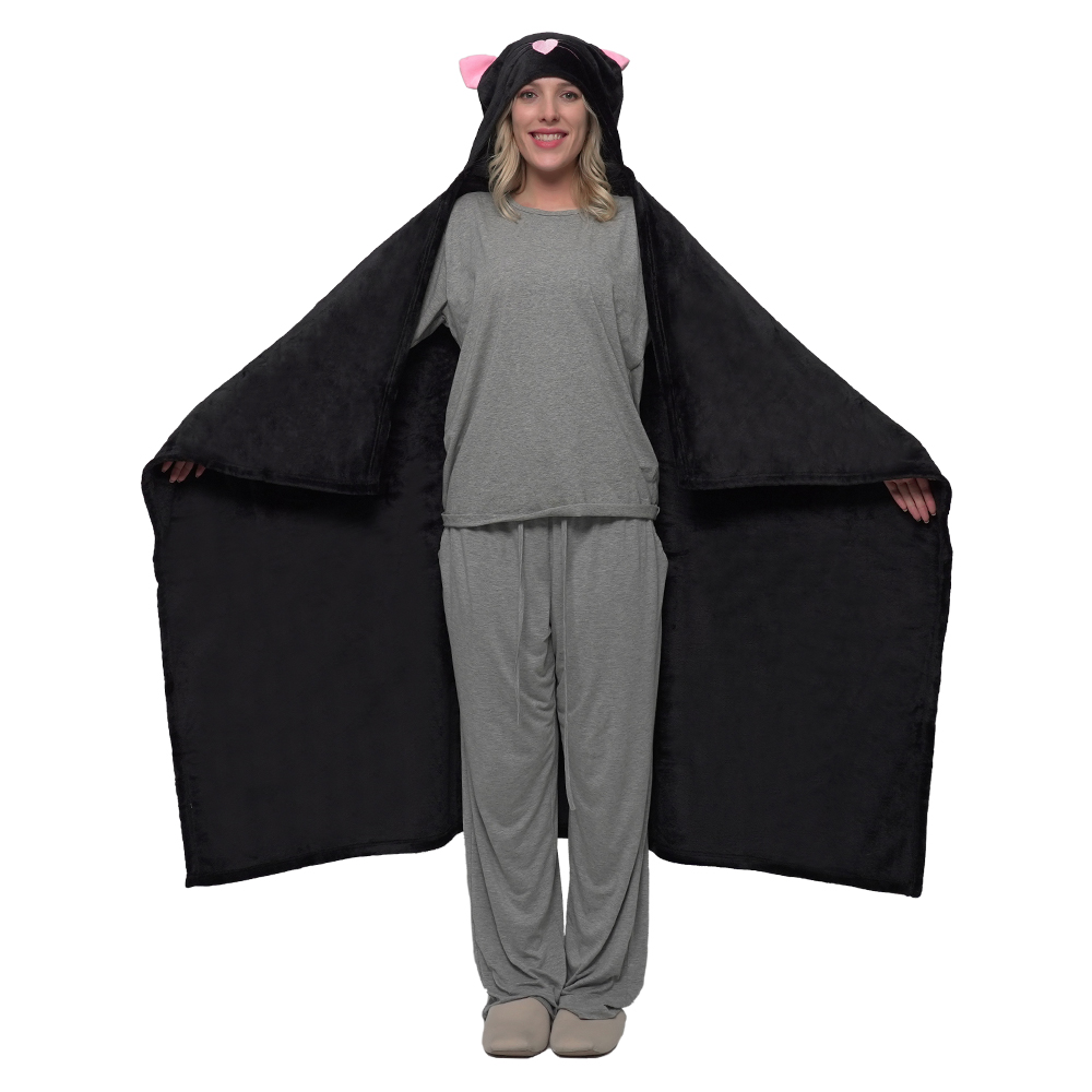 CAT PRINTED PONCHO - GREY main image 0