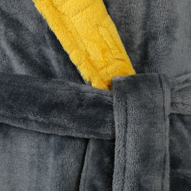 Unisex Flannel Plush Robe with Sheared Flannel Plush Collar & Cuff