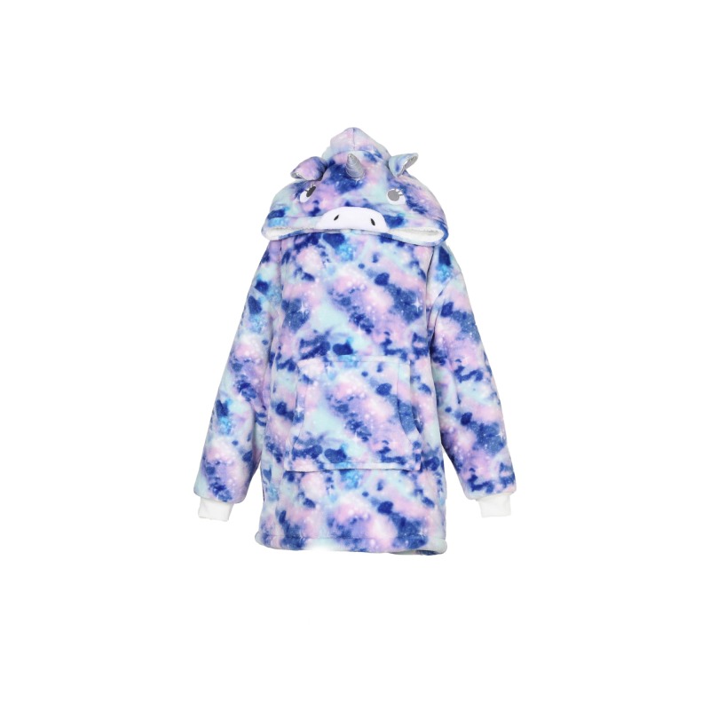 Tie Dye Kid's 3d Unicorn Flannel Plush Wearable Hooded Blanket
