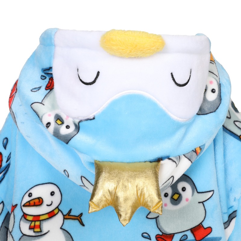 Animal Print Kid's 3d Flannel Plush Wearable Hooded Blanket