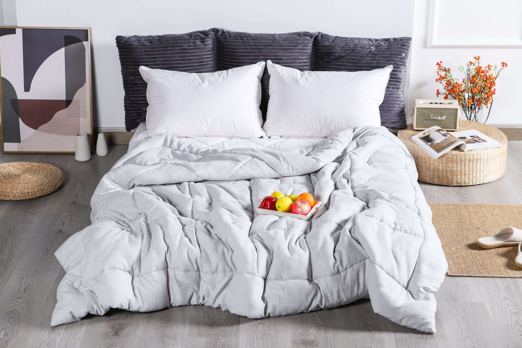 Delight Home Cationic Light Grey Comforter Sets 22KC0024