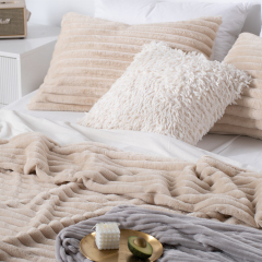 Stripe Rabbit Fur Quilt Set