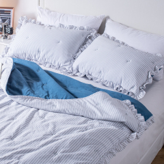 Cation-seersucker Ruffle Quilt Set