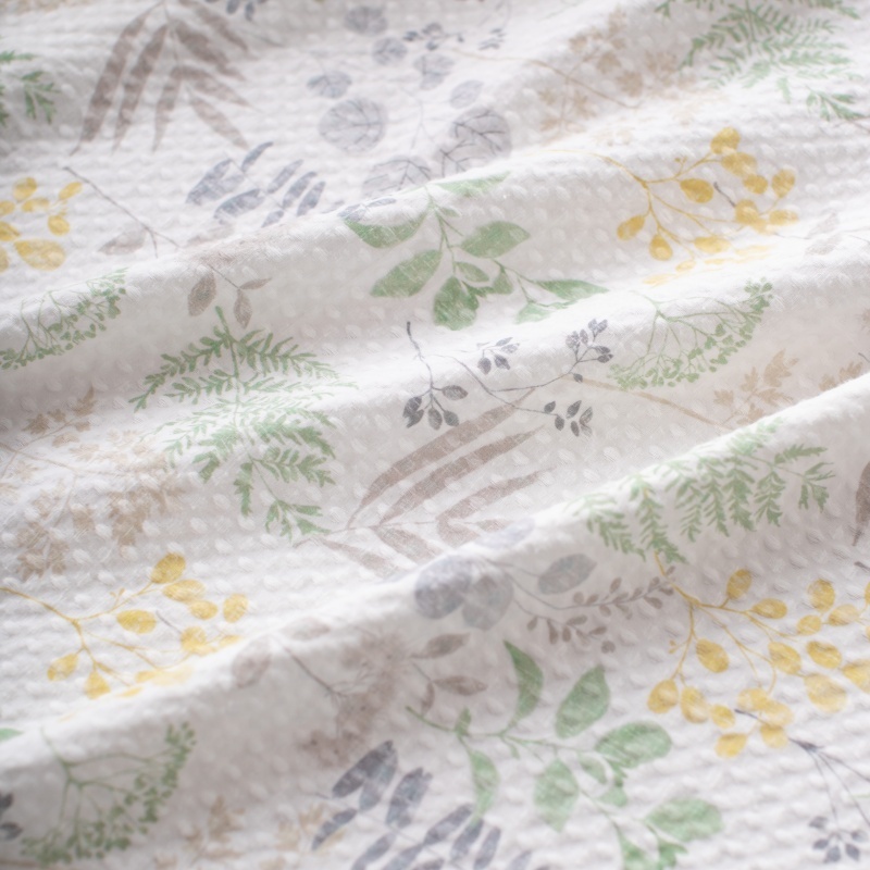 Linen-Cotton Waffle Printed Blanket