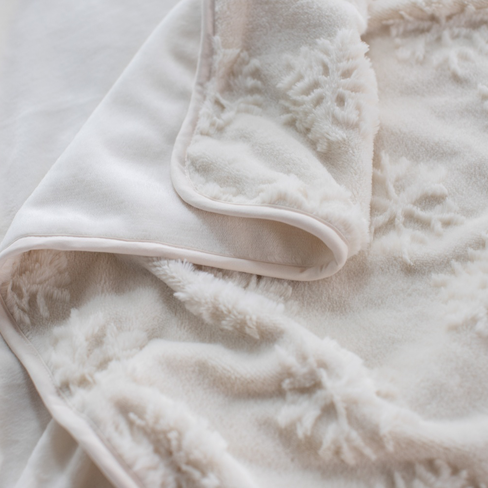 Snowflake Jacquard Rabbit Fur Blanket