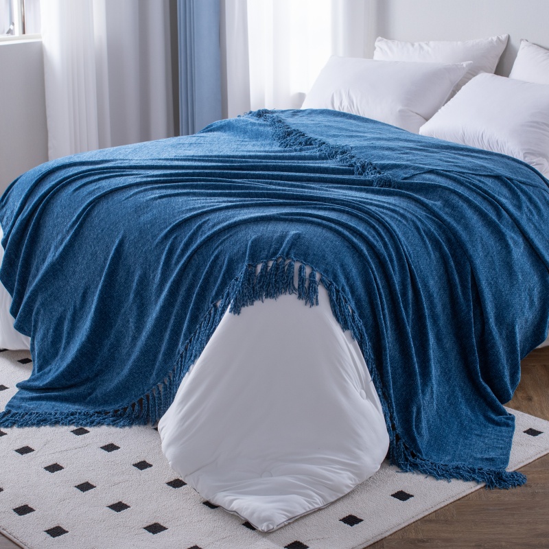 Chenille Tassel Throw Blanket