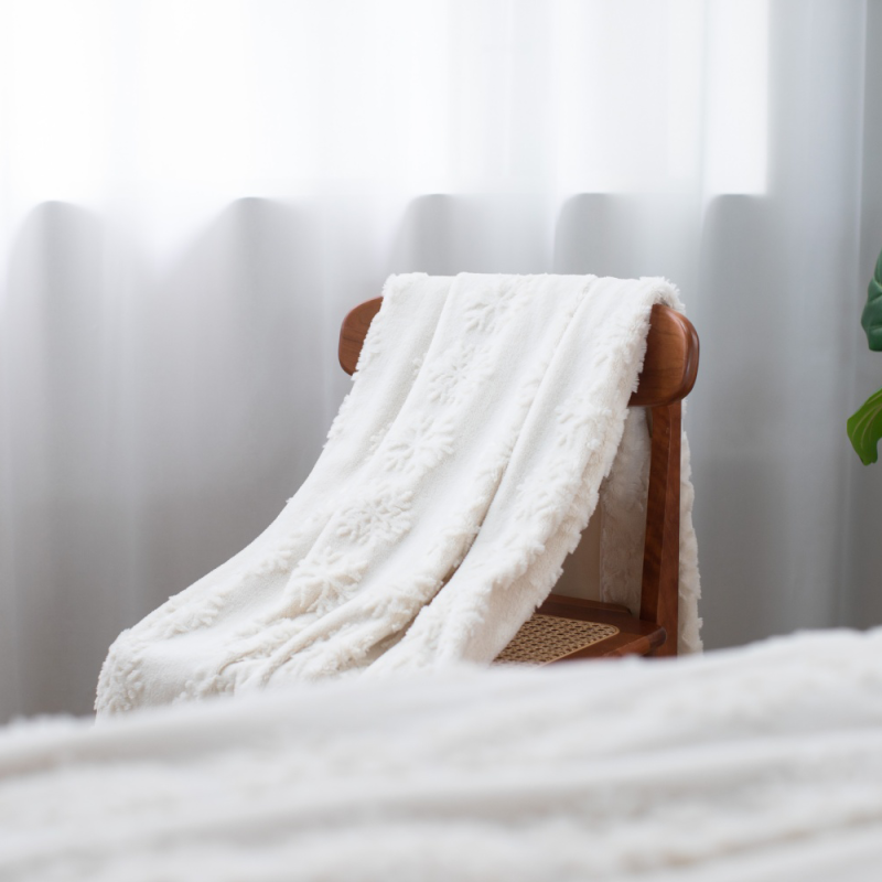 Snowflake Jacquard Rabbit Fur Blanket