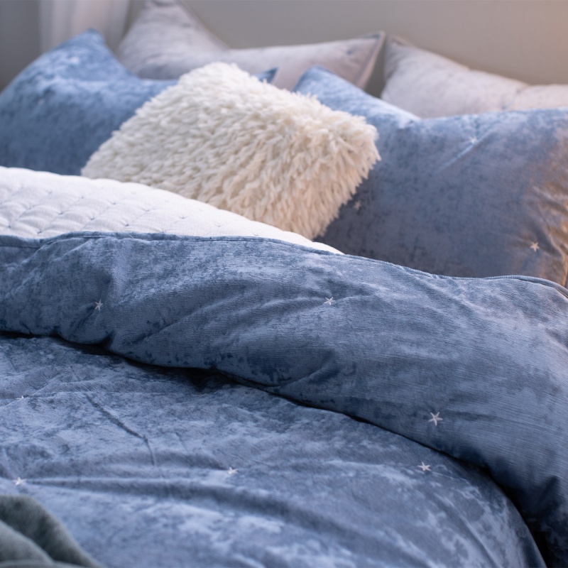 Italian Crinkled Ice Velvet Embroidered Quilt