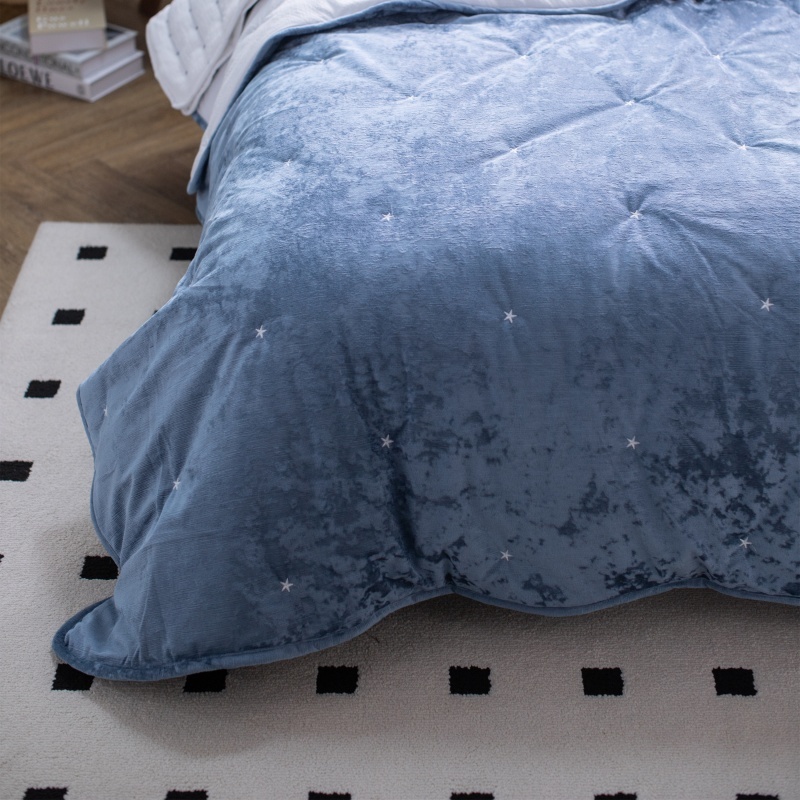 Italian Crinkled Ice Velvet Embroidered Quilt