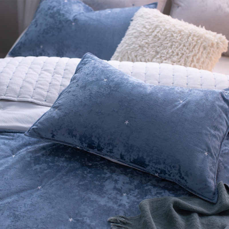 Italian Crinkled Ice Velvet Embroidered Quilt