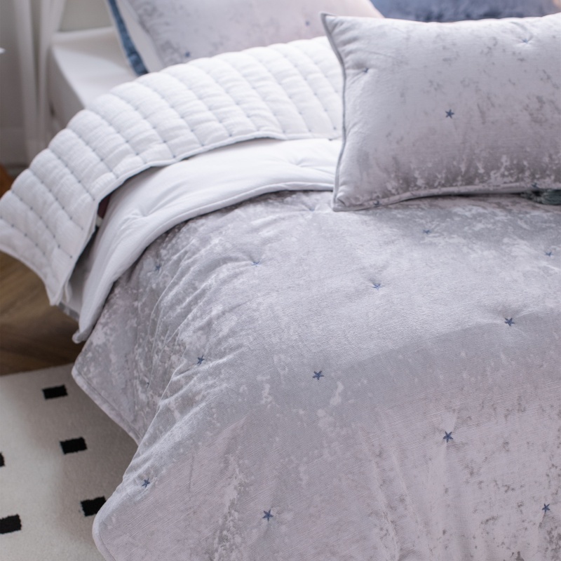 Italian Crinkled Ice Velvet Embroidered Quilt