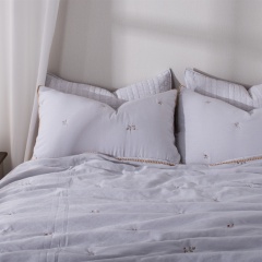 Poly Gauze Quilt with Embroidered Lace Trim