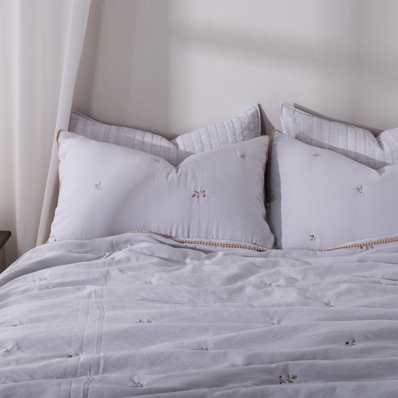Poly Gauze Quilt with Embroidered Lace Trim