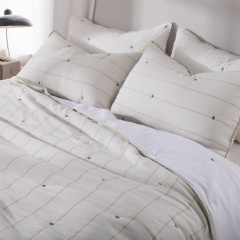 Poly Gauze Yarn Dyed Quilt with Embroidered Lace Trim