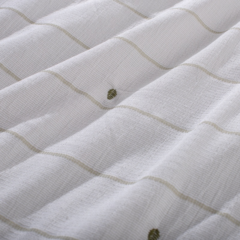 Poly Gauze Yarn Dyed Quilt with Embroidered Lace Trim
