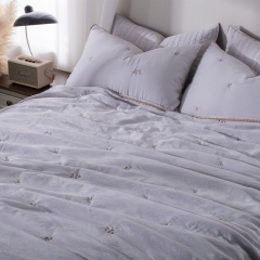 Poly Gauze Quilt with Embroidered Lace Trim