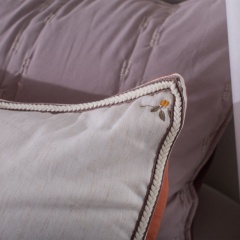 Poly-linen Blended Quilt with Embroidered Lace Trim