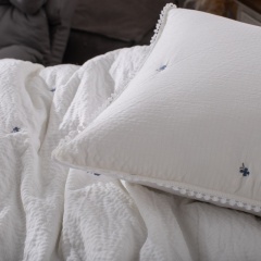 Cotton-Feel Seersucker Embroidered Quilt