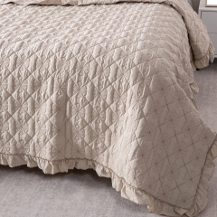 Elegant Embroidered Quilt with Ruffle Edge