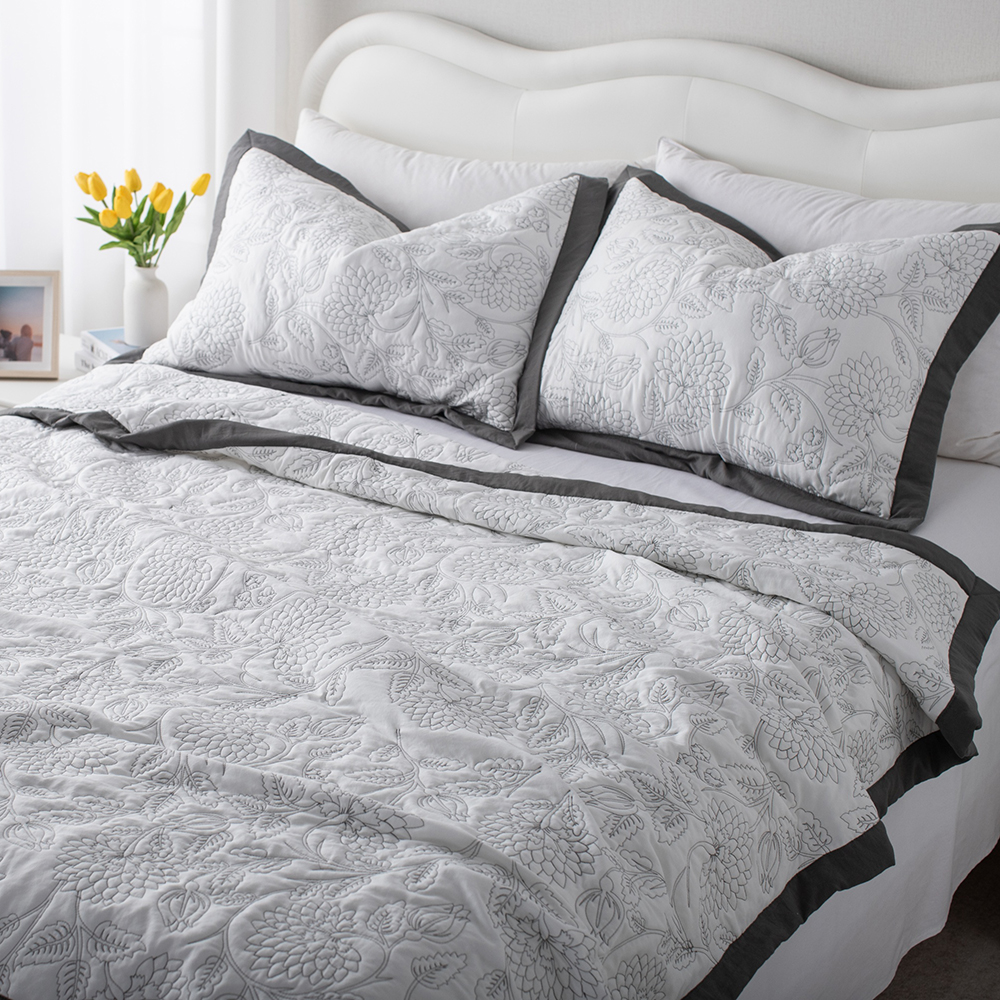 Premium Embroidered Washed Brushed Quilt
