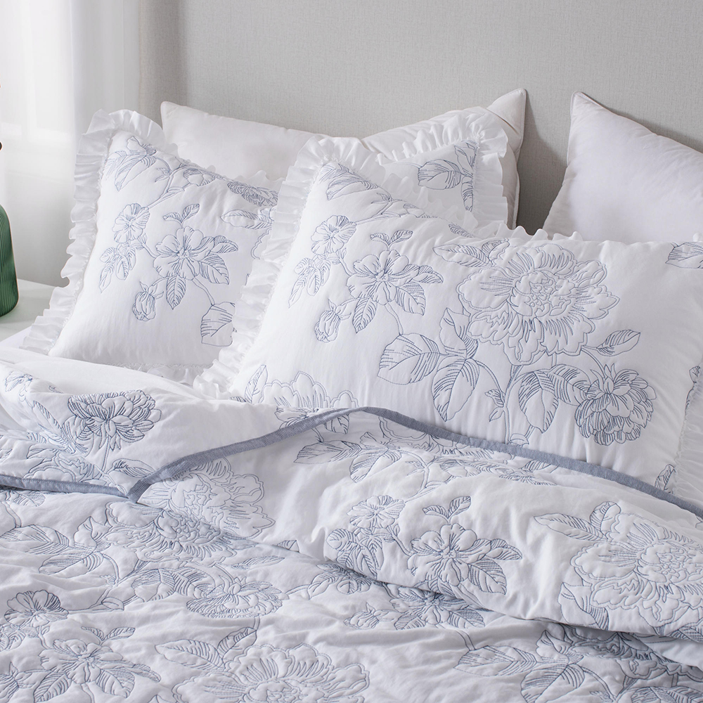 Premium Embroidered Washed Brushed Quilt