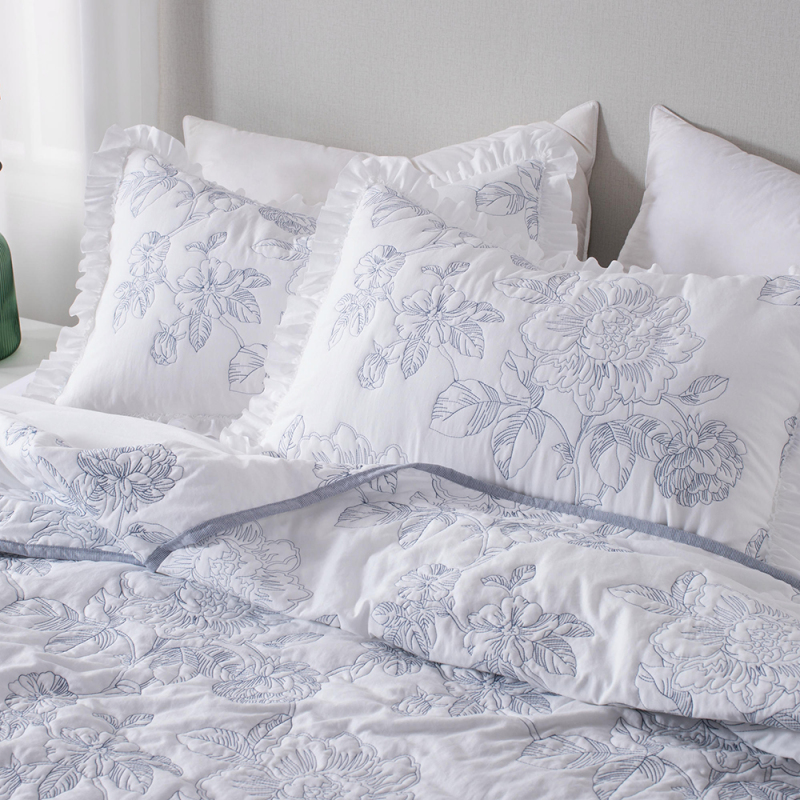 Premium Embroidered Washed Brushed Quilt