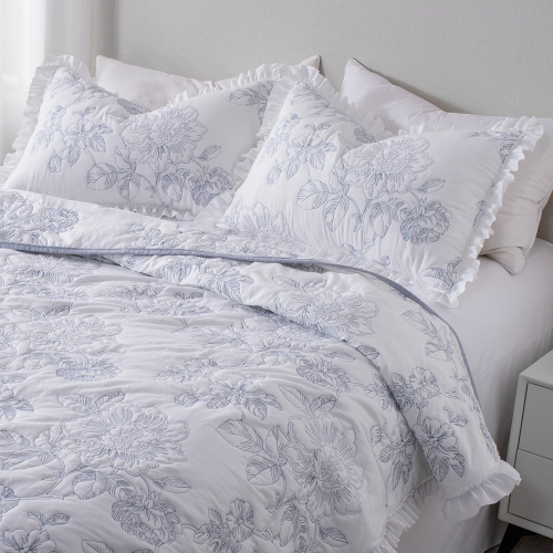 Premium Embroidered Washed Brushed Quilt