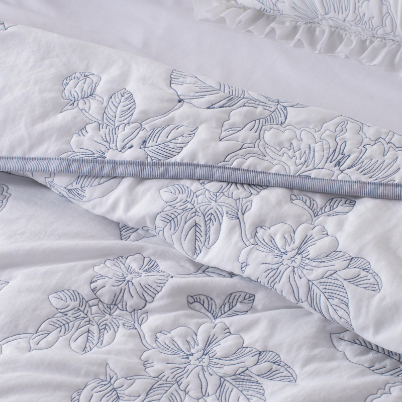 Premium Embroidered Washed Brushed Quilt