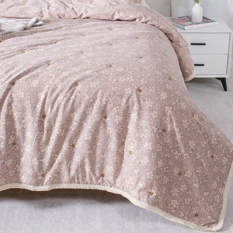 Floral Embroidered Quilted quilt with Printed Polyester