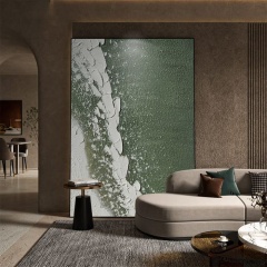 Modern light luxury living room decoration painting green sea abstract oil painting background wall hotel corridor hanging painting