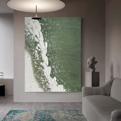 Modern light luxury living room decoration painting green sea abstract oil painting background wall hotel corridor hanging painting