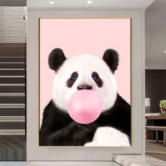 Wholesale custom panda blowing bubbles canvas painting decorative painting living room bedroom decoration