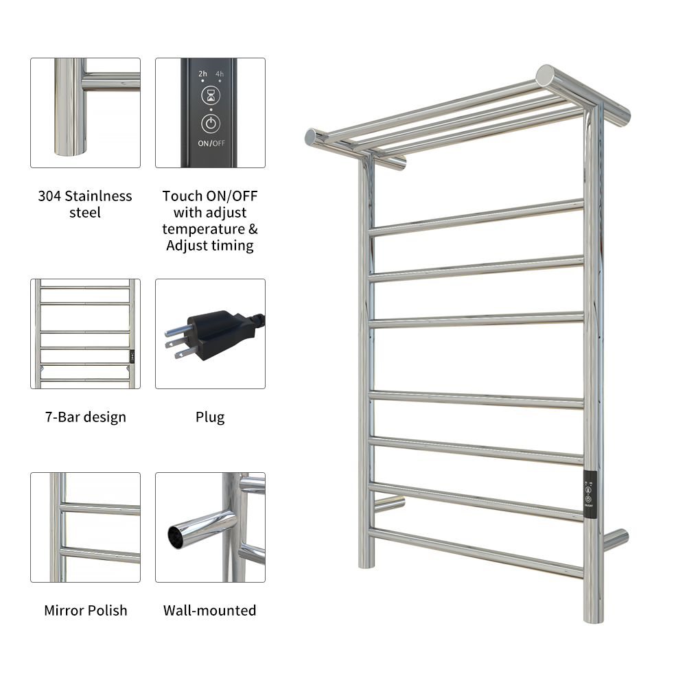 KWW Heated Towel Rack for Bathroom KTW01-B