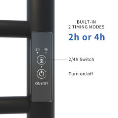 Heated Towel Rack for Bathroom, Wall Mounted Hot Towel Warmer, Electric Wire Plug Drying Rack, Stainless Steel Towel Rack with Timer,Matte Black