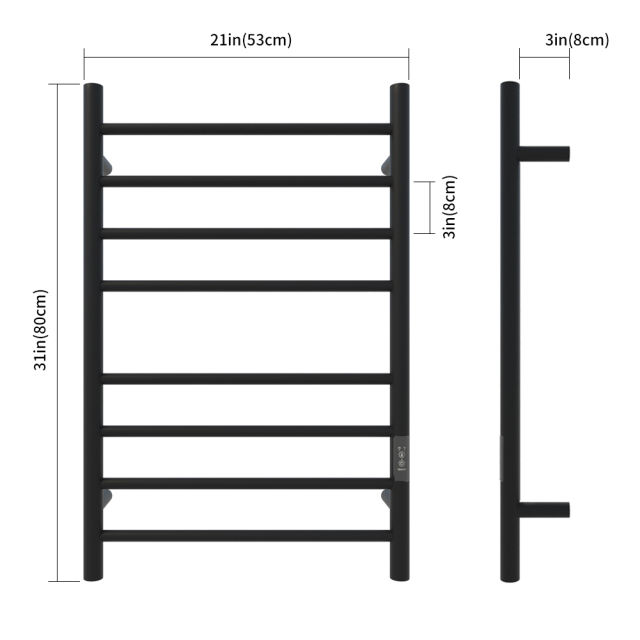Heated Towel Rack for Bathroom, Wall Mounted Hot Towel Warmer, Electric Wire Plug Drying Rack, Stainless Steel Towel Rack with Timer,Matte Black
