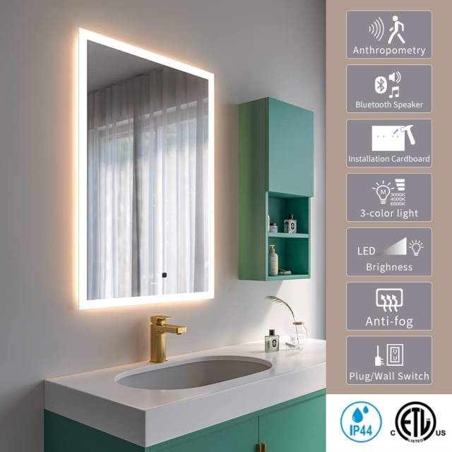 KWW LED Lighted Bathroom Mirror and Bathroom Vanity Mirrors with Lights,  GP-CAJ