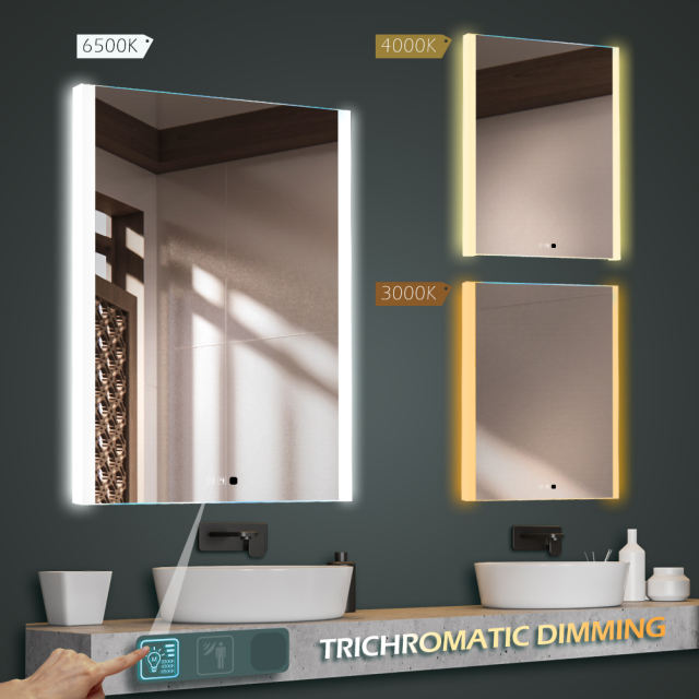 KWW LED Mirror Bathroom Wall Mounted Vanity Mirror Anti-Fog Mirror,   GP-AMJ