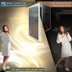 KWW LED Lighted Bathroom Mirror, Wall Mounted Dimmable Makeup Vanity Mirror,  KW-EBL