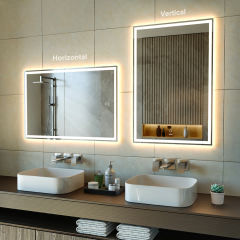 KWW LED Lighted Bathroom Mirror, Wall Mounted Bathroom Vanity Mirror with Light,   KW-EBC