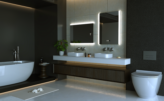 KWW LED Mirror Bathroom Wall Mounted Vanity Mirror Anti-Fog Mirror,   GP-AMJ