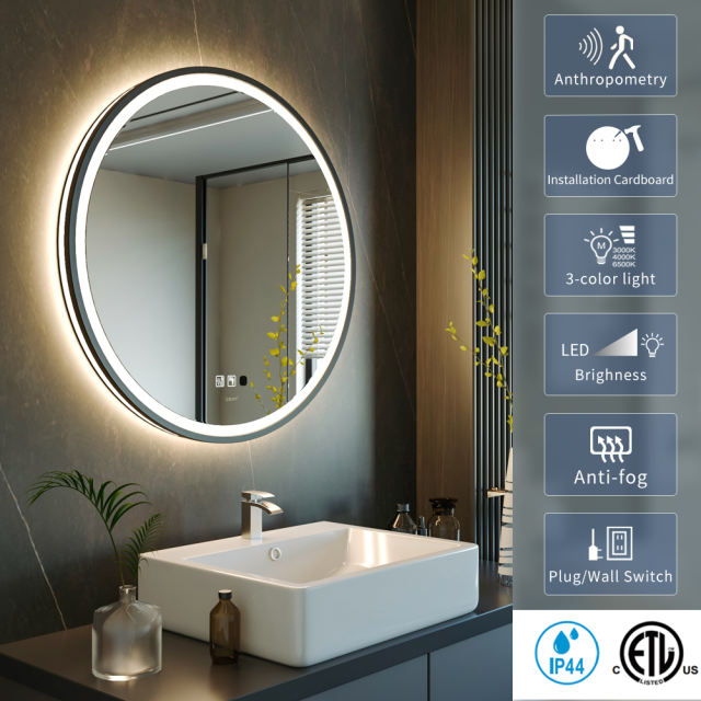 KWW LED Round Bathroom Mirror GP-DJI