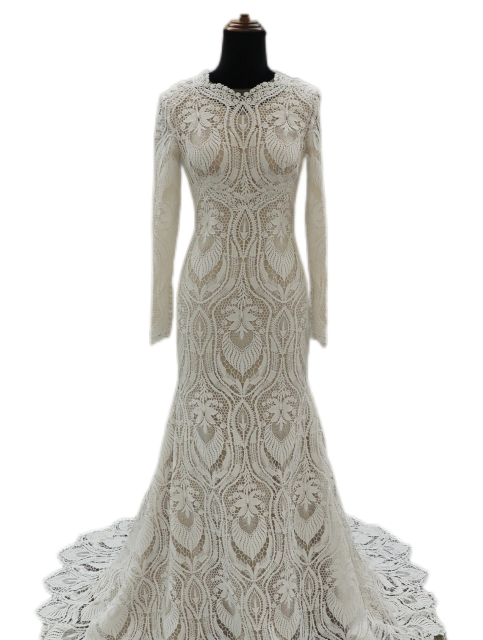 long sleeves wedding dress mermaid styles lace wedding gown for wedding bride