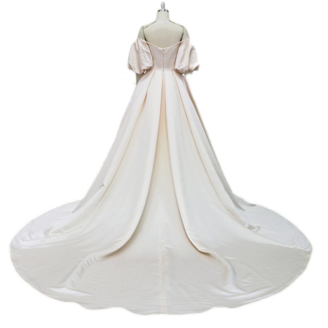 blush color ball gown wedding dress mikado satin wedding gown for bridal