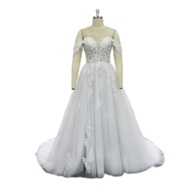 off the shoulder strap hot sale wedding dress , sweetheart neckline lace bridal gown