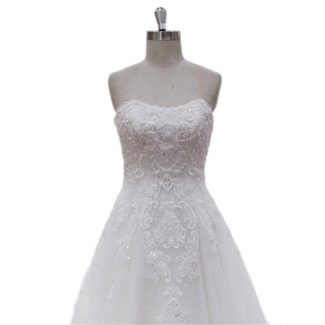 Strapless neckline A line wedding dress bridal gown