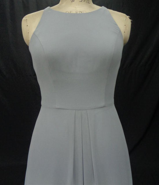 HIGH NECK GRAY COLOR EVENING PARTY DRESS