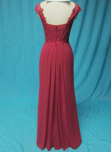 RED COLOR LACE PARTY DRESS, EVENING DRESS  FOR BRIDAL GOWNS., CHIFFON BRIDEMAID DRESSES