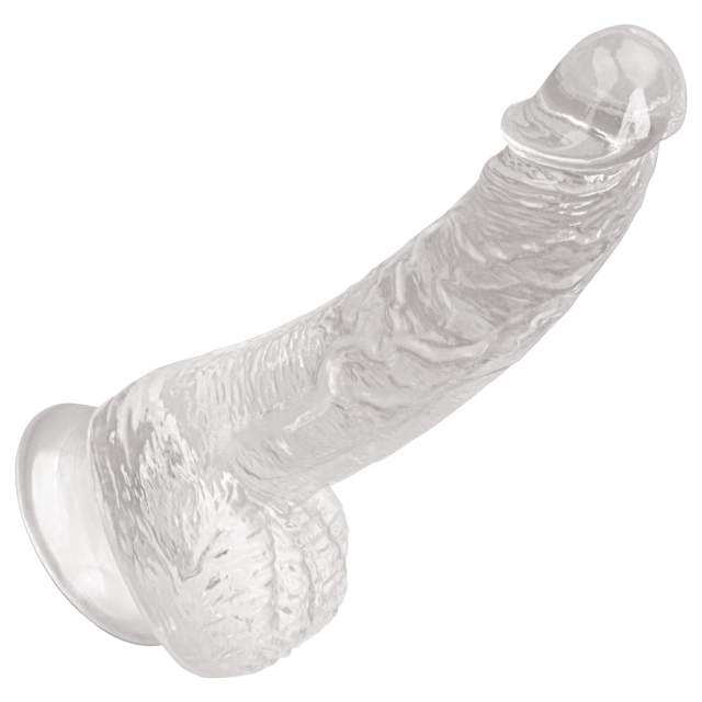 7.3-inch transparent dildo with suction cup, hands-free play, realistic dildo