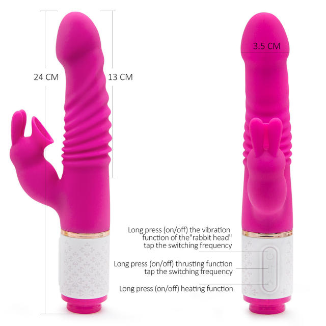 Simulated penis female masturbation vibrating rod heating telescopic sucking stimulation