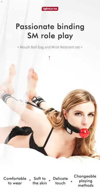 Adult sex toys bundled with SM suits manipulated slave girls mouth ball collar and back handcuffs shackled flirting tools